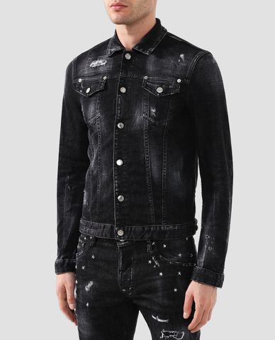  DSQUARED2 - Áo khoác nam denim phối hình in 