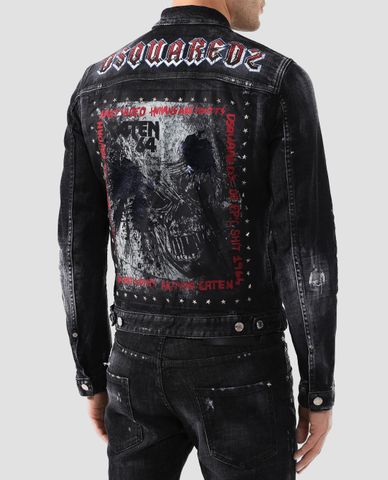  DSQUARED2 - Áo khoác nam denim phối hình in 