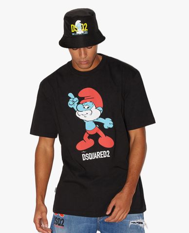 DSQUARED2 - Áo thun nam cổ tròn tay ngắn Smurfs Regular 