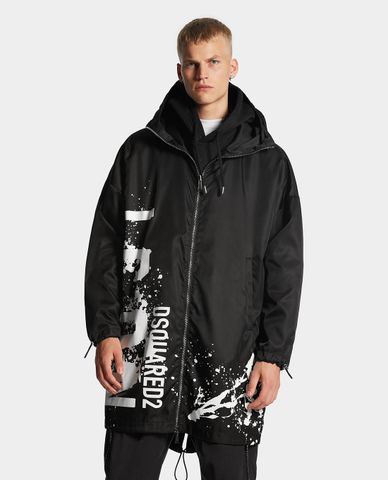  DSQUARED2 - Áo khoác nam phối mũ dây rút Icon Splash 