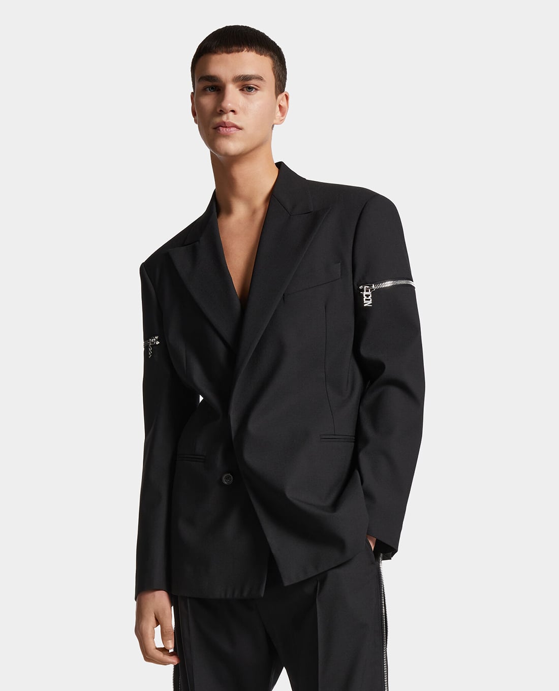 DSQUARED2 - Áo khoác blazer nam cổ V tay dài phối zip Icon