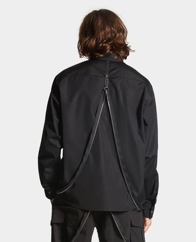  DSQUARED2 - Áo sơ mi nam tay dài phối khoá zip xéo độc đáo Icon Clubbing 