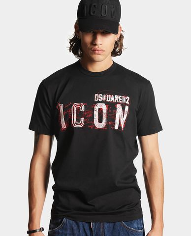  DSQUARED2 - Áo thun nam cổ tròn tay ngắn Icon Scribble Cool Fit 