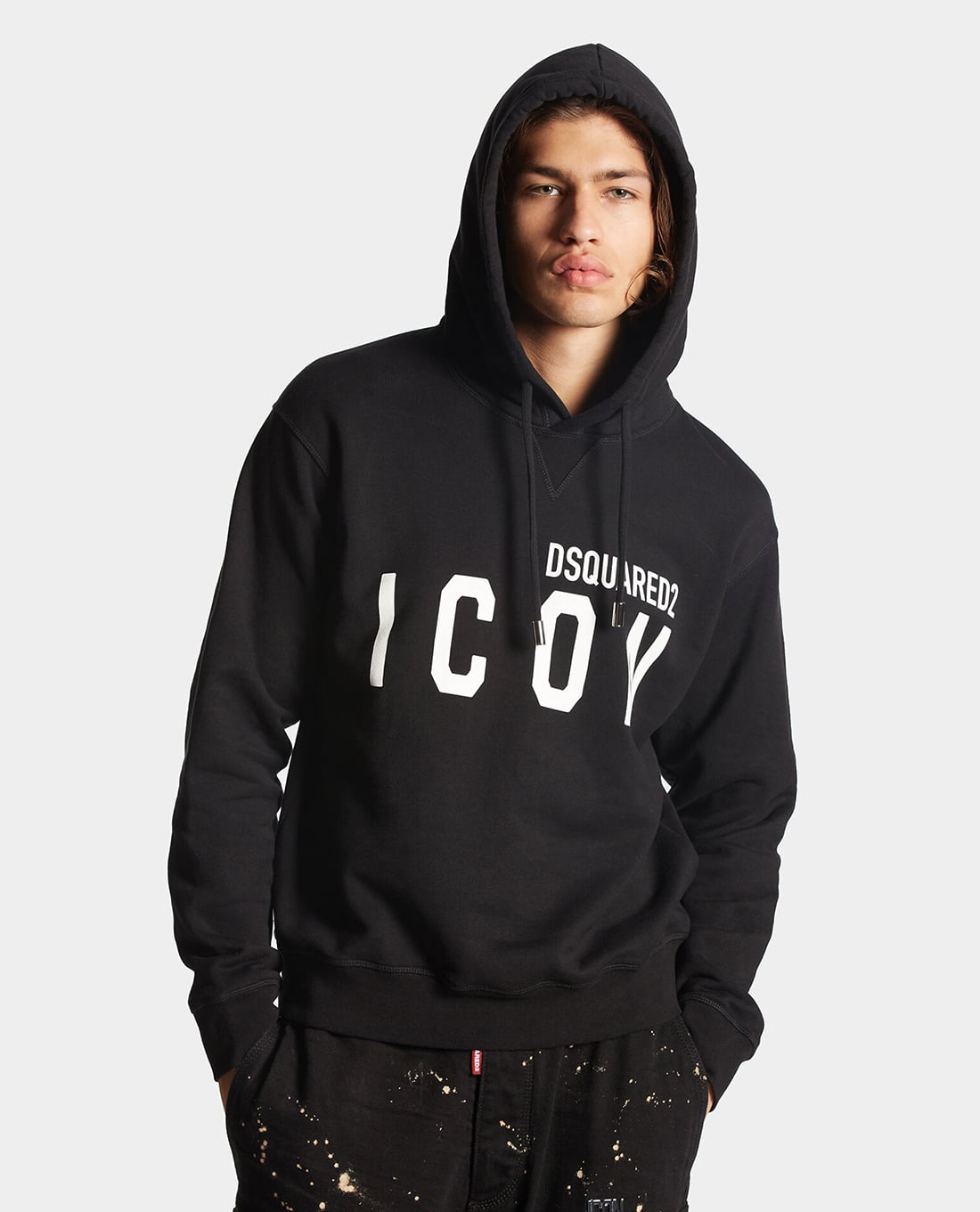 DSQUARED2 - Áo hoodie nam cổ tròn tay dài phối logo Icon
