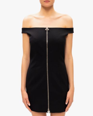  DSQUARED2 - Đầm mini bẹt vai phối khóa zip thời trang 