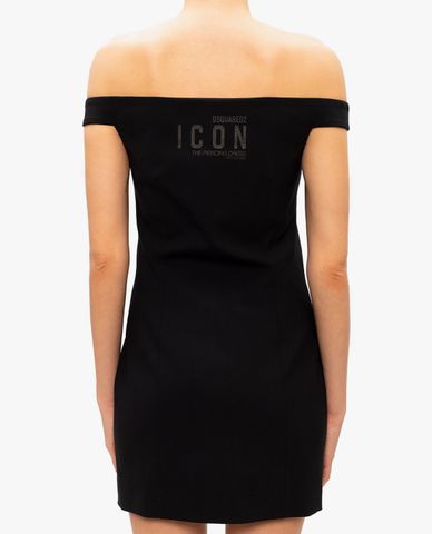  DSQUARED2 - Đầm mini bẹt vai phối khóa zip thời trang 