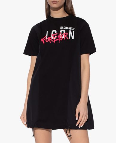  DSQUARED2 - Đầm mini phom suông rút dây Icon Forever 