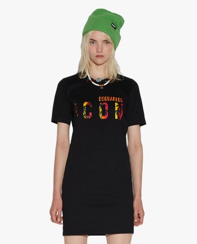  DSQUARED2 - Đầm mini tay ngắn phom suông hiện đại 