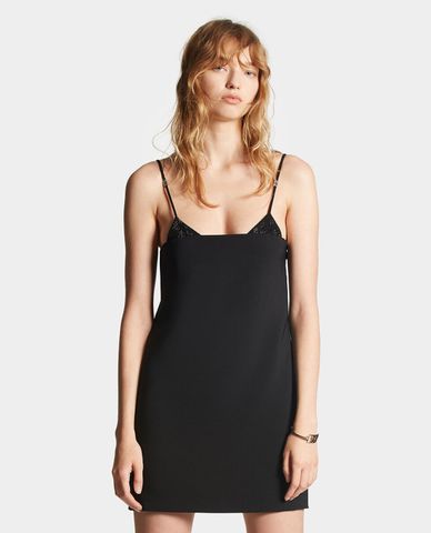  DSQUARED2 - Đầm hai dây mini phối ren Icon Leather Trim 