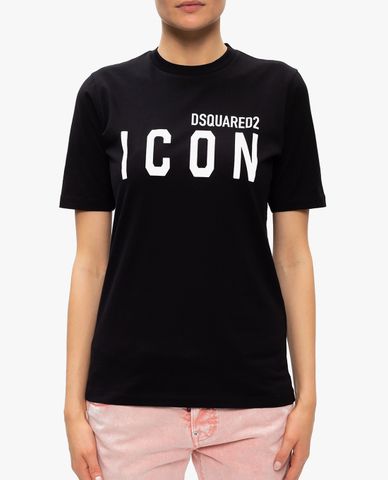  DSQUARED2 - Áo thun nữ ngắn tay cổ tròn Dsquared2 Icon Print 