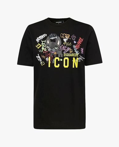  DSQUARED2 - Áo thun nữ ngắn tay Icon Graphic Print 