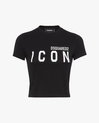  DSQUARED2 - Áo croptop nữ phom ôm tay ngắn Be Icon 