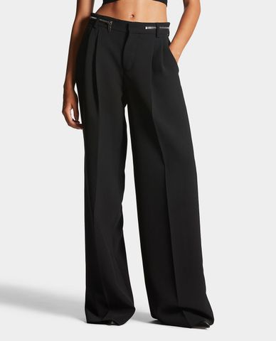  DSQUARED2 - Quần nữ ống rộng phối zip Icon New Orleans 