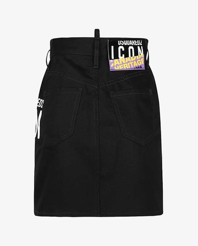  DSQUARED2 - Chân váy mini denim chữ A phối logo bên hông thời trang 