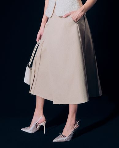  GIGI - Chân váy chữ A midi xoè nhẹ thời trang 