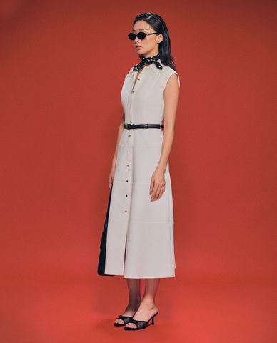  GIGI - Đầm sơ mi cổ bẻ tay ngắn phom midi thời trang 