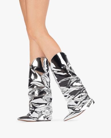  LE SILLA - Giày boots cao gót nữ mũi nhọn Silver Metallic Andy 