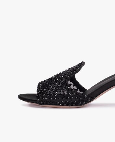  LE SILLA - Giày mules cao gót nữ quai ngang đính đá Sandalo Gilda 