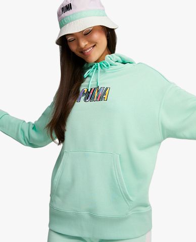  PUMA - Áo hoodie nữ tay dài phối mũ SWxP Graphic 
