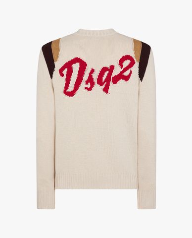  DSQUARED2 - Áo sweater nam tay dài trang trí ngôi sao nổi bật Jacquard 
