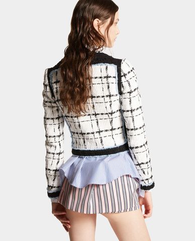  DSQUARED2 - Áo kiểu corset nữ tay dài hoạ tiết sọc Bouclé 