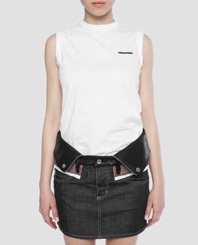  DSQUARED2 - Set áo thun sát nách và chân váy mini nữ Logo Print 