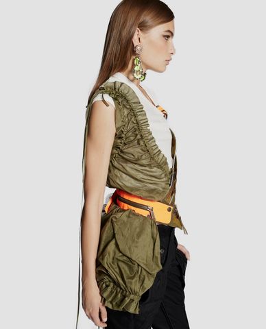 DSQUARED2 - Áo kiểu nữ phối nhún bèo Military 
