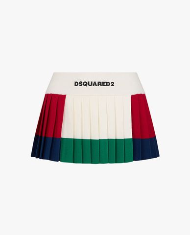  DSQUARED2 - Chân váy xếp li mini lưng thun phối màu Pleateed 