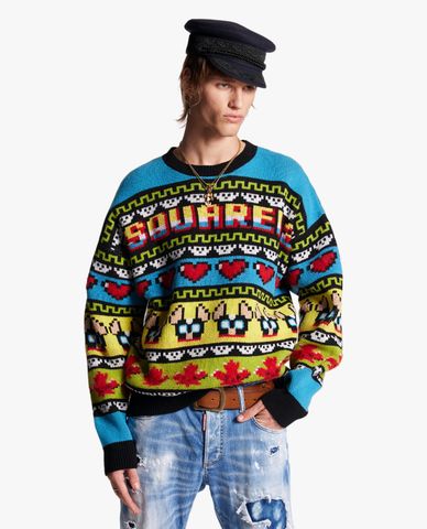  DSQUARED2 - Áo sweater nam cổ tròn tay dài Ciro 