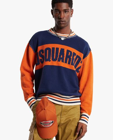 DSQUARED2 - Áo sweater nam cổ tròn tay dài College 