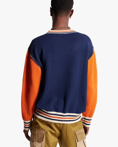  DSQUARED2 - Áo sweater nam cổ tròn tay dài College 