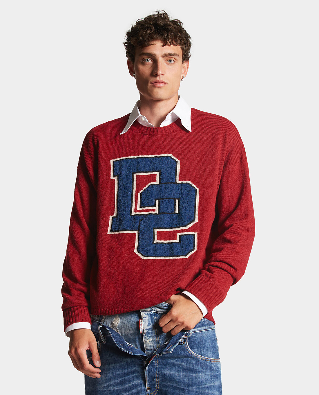 DSQUARED2 - Áo sweater nam cổ tròn tay dài phối logo trẻ trung