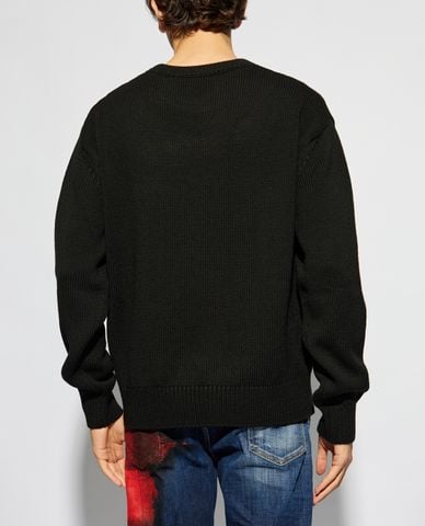  DSQUARED2 - Áo sweater nam dệt kim cổ tròn tay dài Jacquarded 