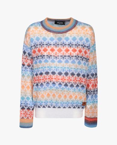  DSQUARED2 - Áo sweater nữ cổ tròn tay dài hiện đại 