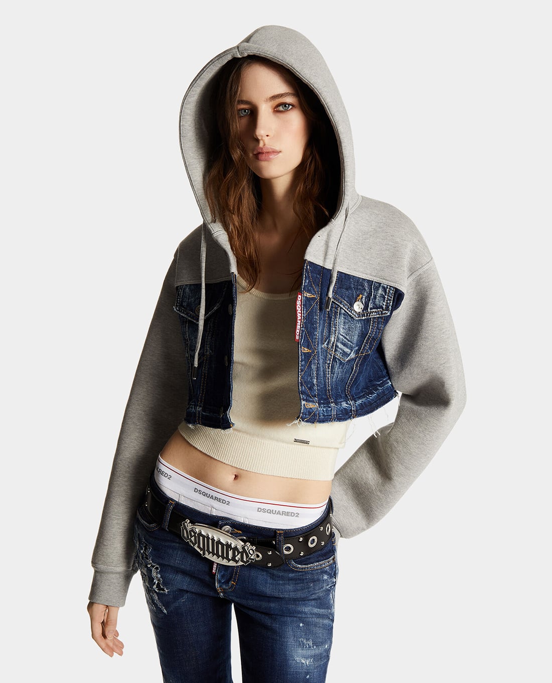 DSQUARED2 - Áo khoác denim nữ phom croptop Cool Fit