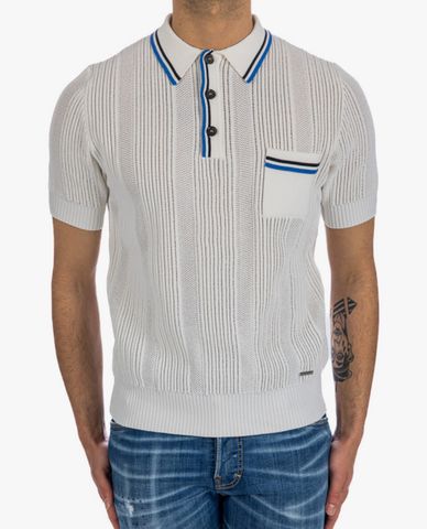  DSQUARED2 - Áo polo nam dệt kim cổ bẻ tay ngắn phối túi 