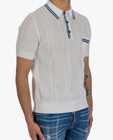  DSQUARED2 - Áo polo nam dệt kim cổ bẻ tay ngắn phối túi 