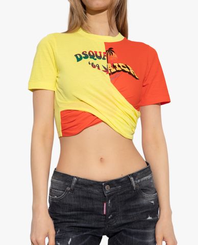  DSQUARED2 - Áo croptop nữ phom ôm tay ngắn 