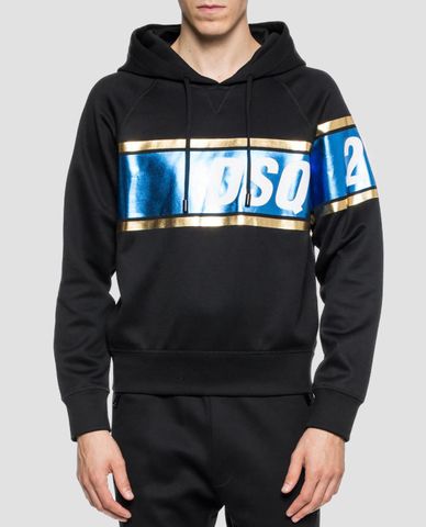  DSQUARED2 - Áo hoodie nam dải xanh DSQ2 