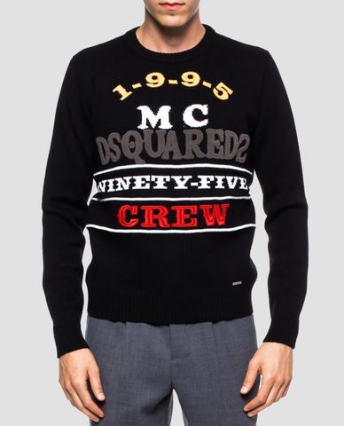  DSQUARED2 - Áo sweatshirt nam cổ tròn họa tiết 1995 MC Crew 