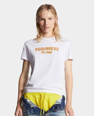  DSQUARED2 - Áo thun nữ cổ tròn tay ngắn in logo 