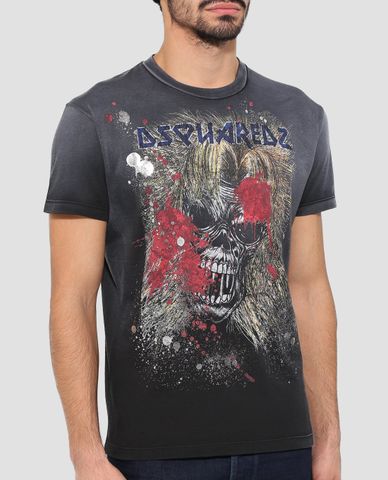  DSQUARED2 - Áo thun nam họa tiết in hình Rock 