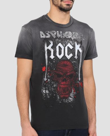  DSQUARED2 - Áo thun nam họa tiết in hình Rock 