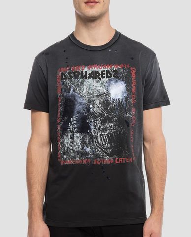  DSQUARED2 - Áo thun nam họa tiết in hình Rock 