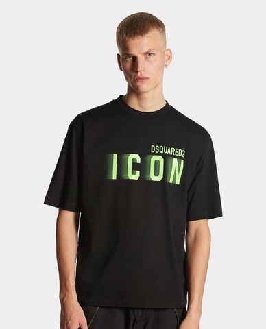  DSQUARED2 - Áo thun nam cổ tròn tay ngắn phối logo cách điệu Icon 