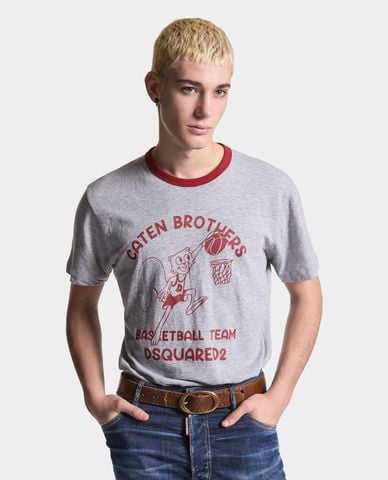  DSQUARED2 - Áo thun nam cổ tròn tay ngắn Basketball Team 