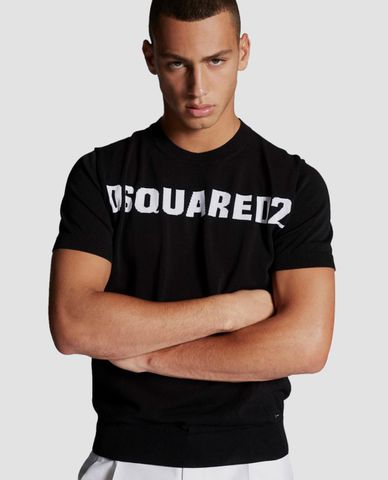  DSQUARED2 - Áo thun nam cổ tròn tay ngắn in logo 