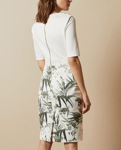  TED BAKER - Đầm bút chì họa tiết lá cây Tyyraa 