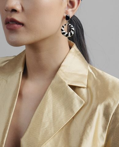  CECI - Khuyên tai nữ mặt đá khoen tròn thời trang 