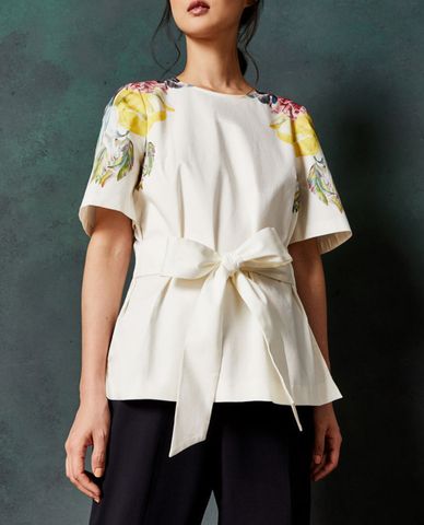  TED BAKER - Áo kiểu nữ ngắn tay thắt nơ Bonnay 